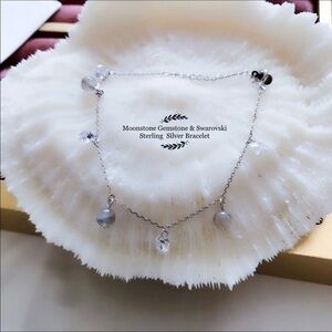 - Sterling Silver Bracelet  Moonstone Gemstone Brace